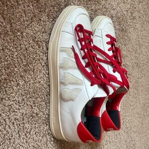 P448 unisex red and white sneakers